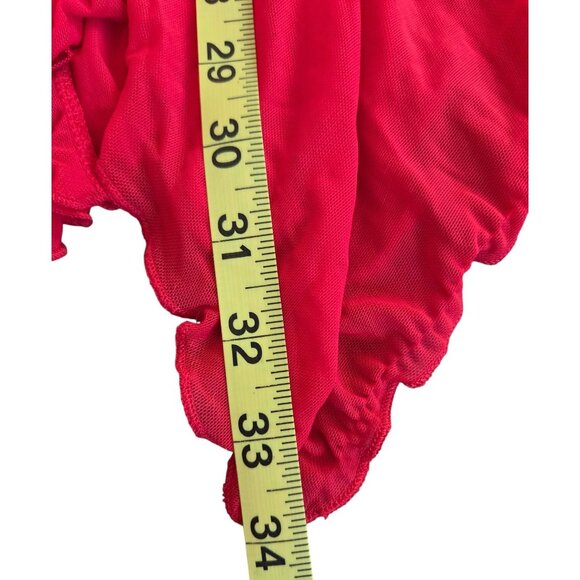 Escanté Red Lace Babydoll Nightgown Size 1X Handkerchief Hem Racerback - Picture 11 of 11